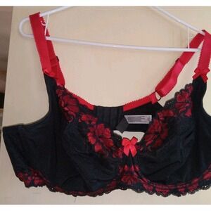 Adore Me Bra 44d Full Coverage Black Red Lace Unlined Underwire Sexy Valentine